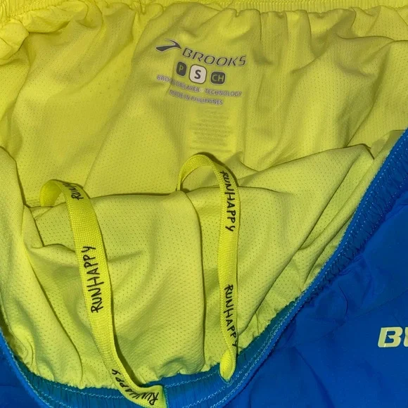 Brooks Women's Blue and Yellow Running Shorts - Picture 7 of 7